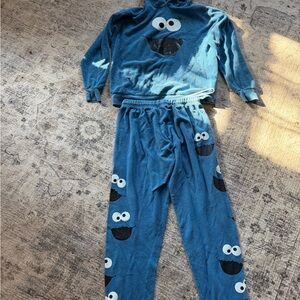 Lauren Moshi Blue Cookie Monster Lounge Set.   Medium top and bottom.  RARE